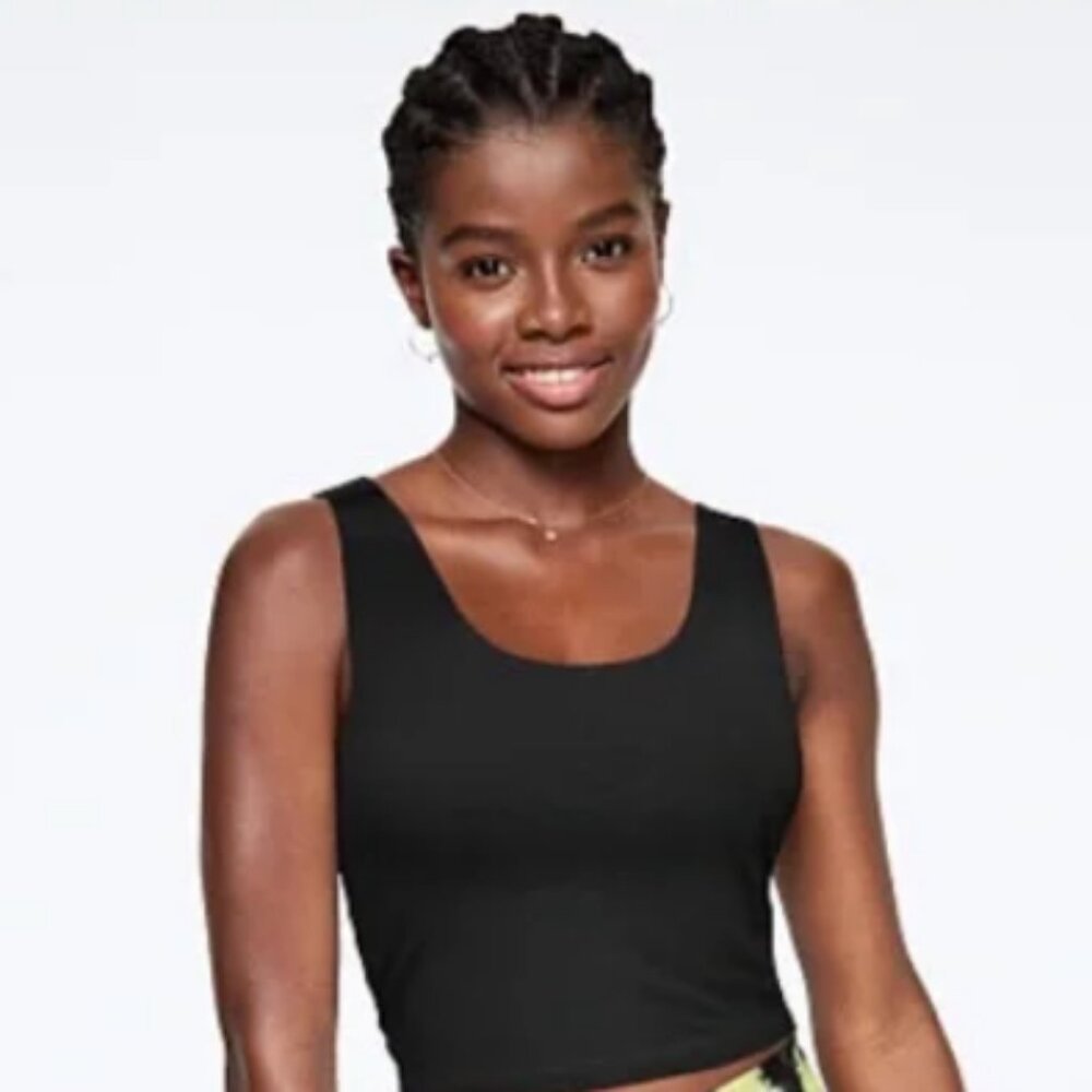 ⚡FINAL SALE PINK Victoria’s Secret Cropped Black Tank Top Sz XL w/Lace Trim NWOT - Picture 4 of 11